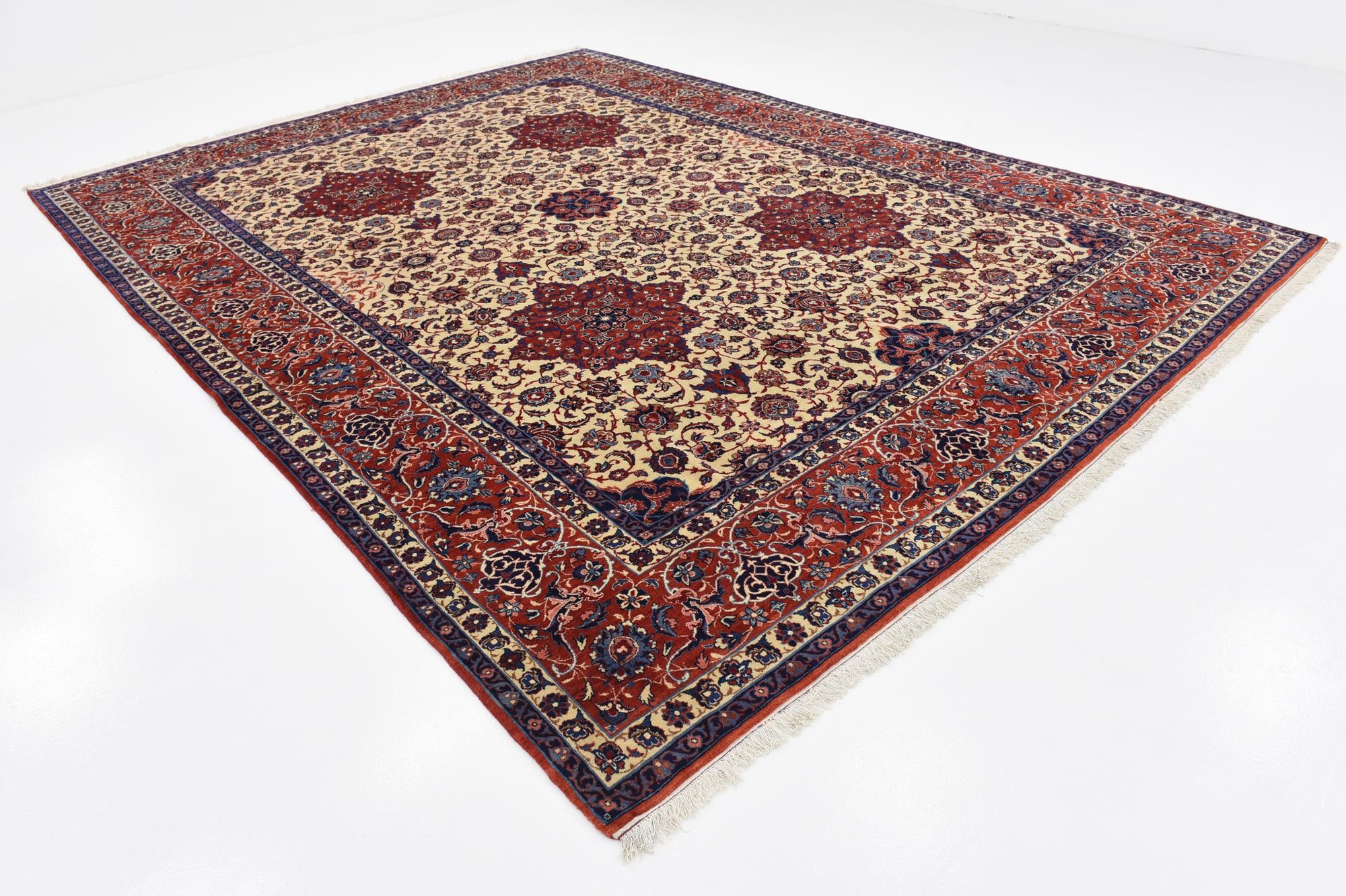 9' 6 x 13' Hand Knotted Isfahan Persian Wool Rug