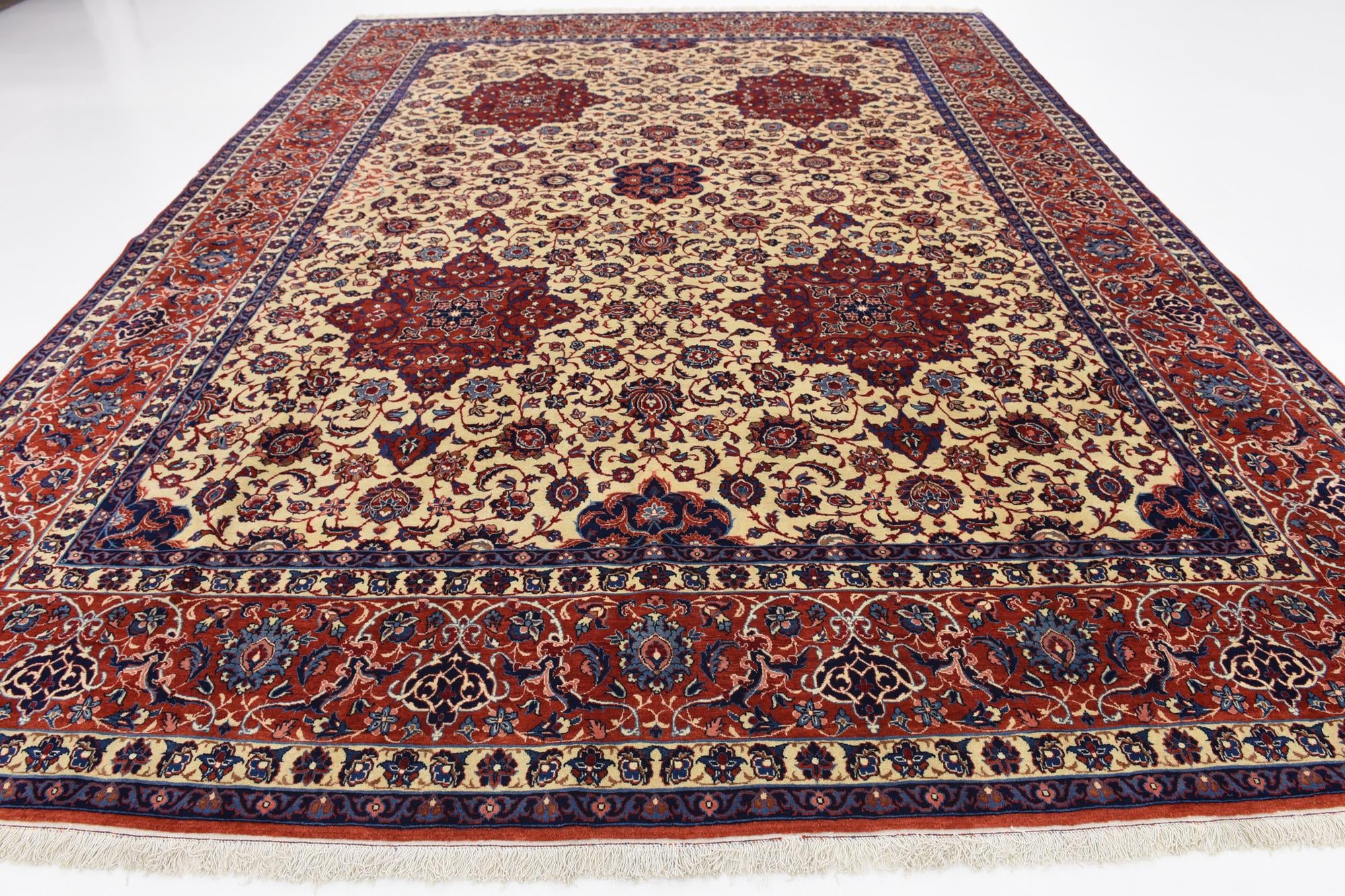 9' 6 x 13' Hand Knotted Isfahan Persian Wool Rug