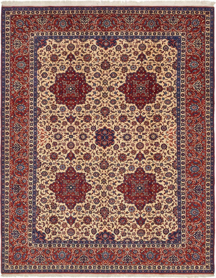 Detail image of 9' 6 x 13' Hand Knotted Isfahan Persian Wool Rug