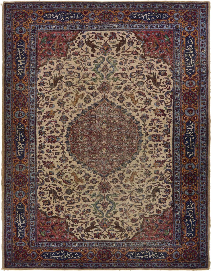 Detail image of 6' 4 x 9' 2 Hand Knotted Isfahan Persian Wool Rug