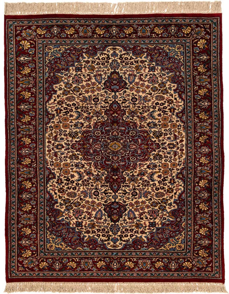 Detail image of 4' x 6' 8 Hand Knotted Isfahan Wool Rug