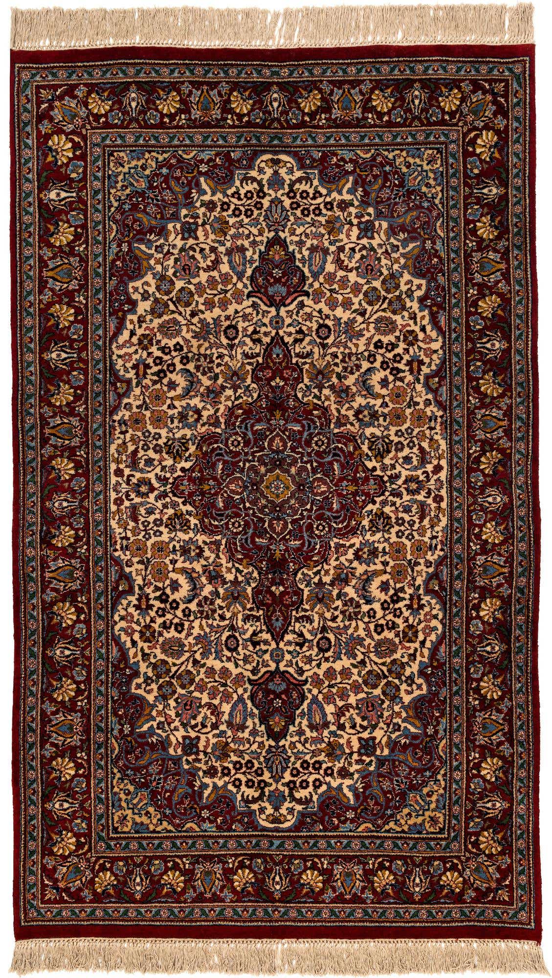 4' x 6' 8 Hand Knotted Isfahan Wool Rug