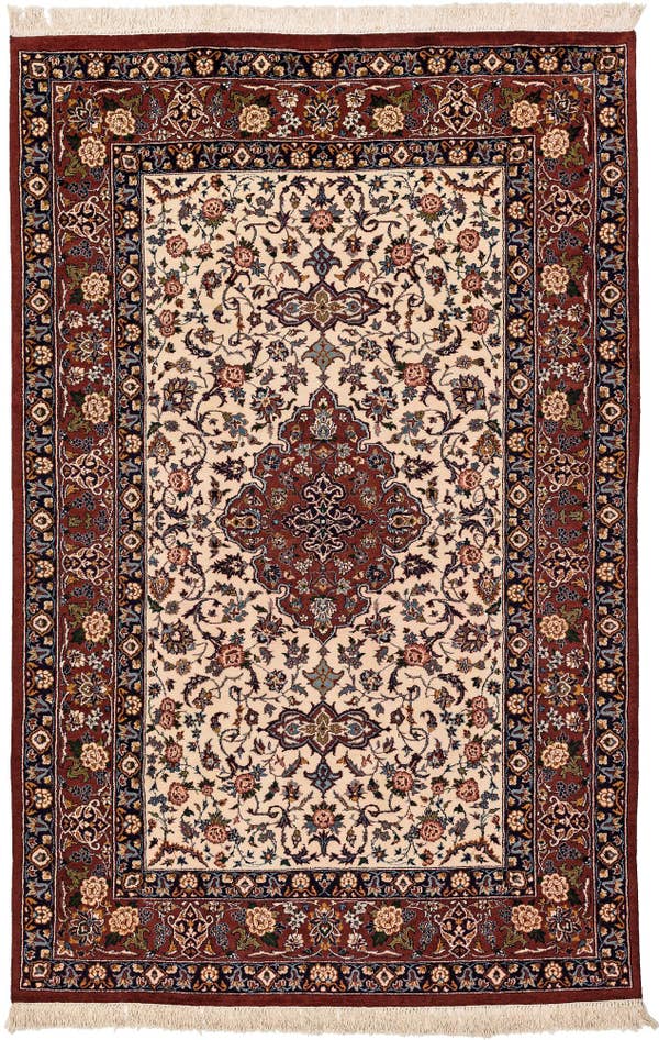 Detail image of 6' 8 x 9' 2 Hand Knotted Isfahan Oriental Wool Rug