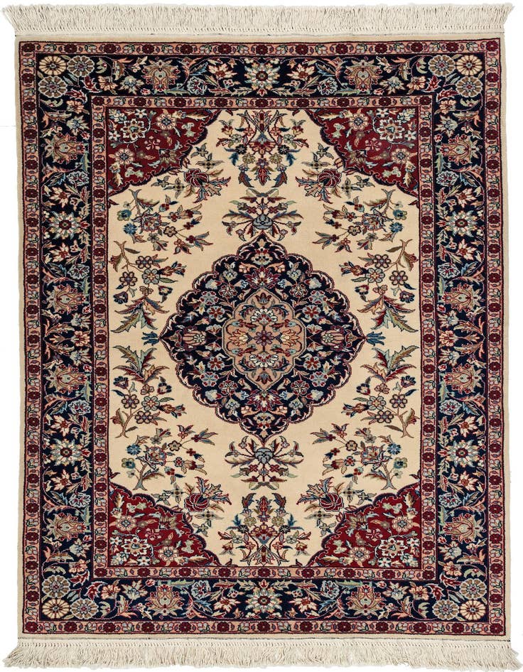Detail image of 3' 4 x 5' 4 Hand Knotted Isfahan Oriental Wool Rug