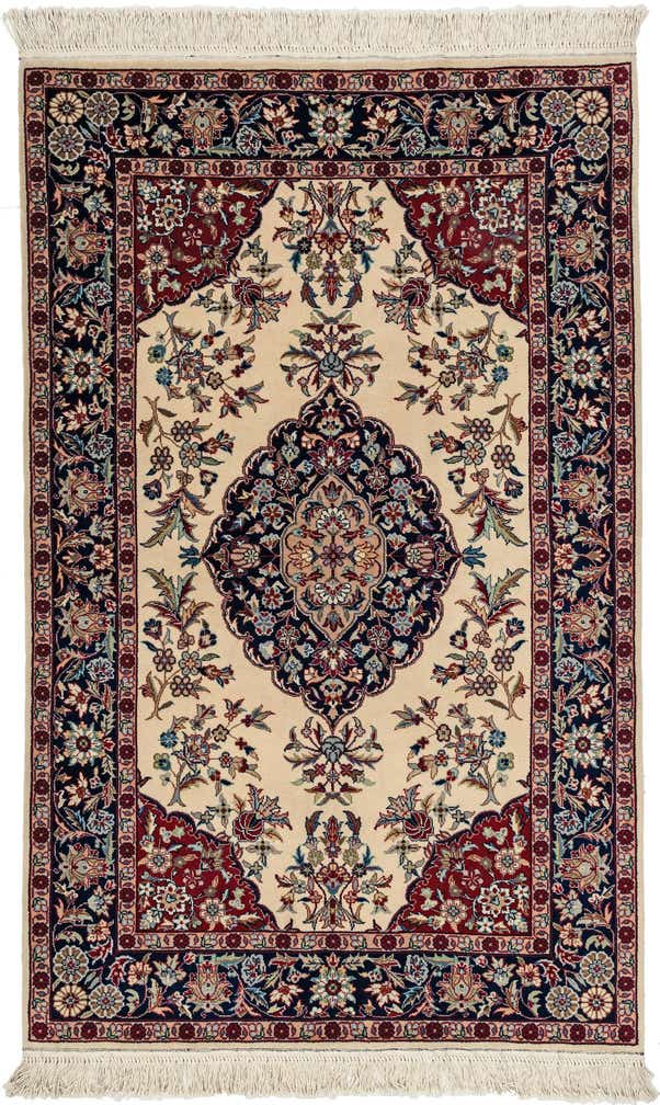3' 4 x 5' 4 Hand Knotted Isfahan Oriental Wool Rug