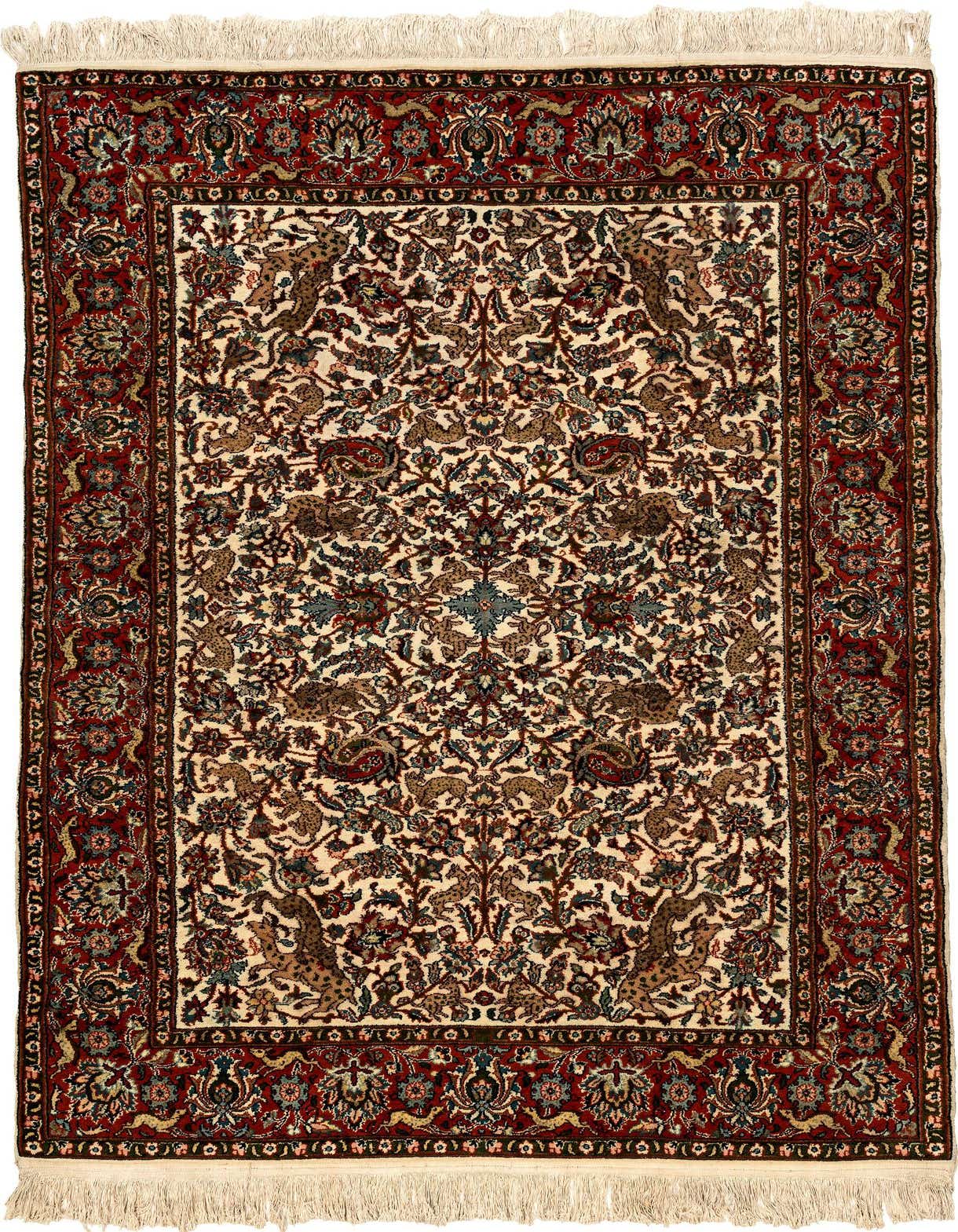 4' x 6' 1 Hand Knotted Isfahan Oriental Wool Rug