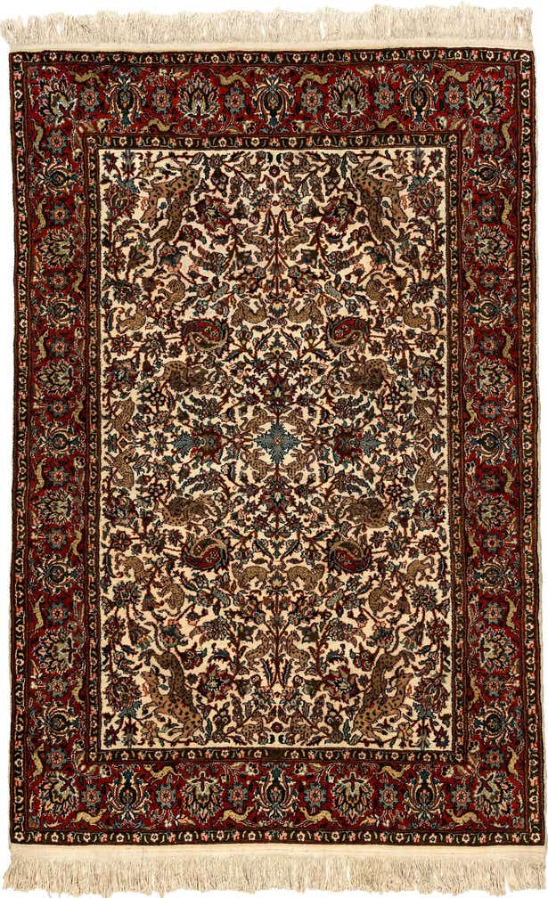 4' x 6' 1 Hand Knotted Isfahan Oriental Wool Rug