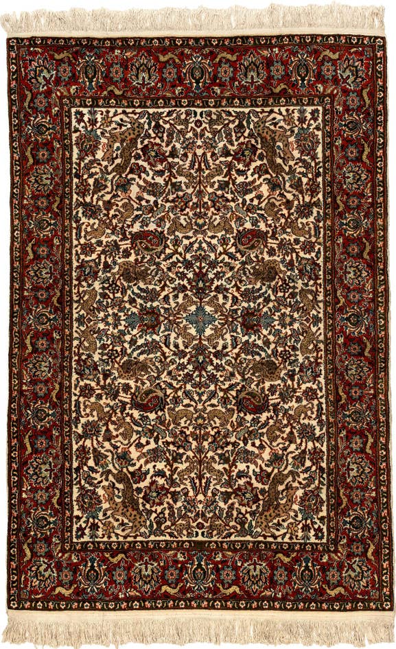 Detail image of 4' x 6' 1 Hand Knotted Isfahan Oriental Wool Rug