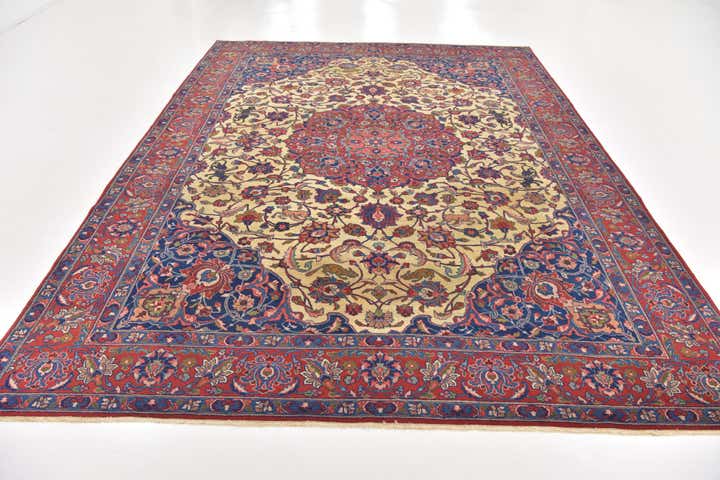 8' 7 x 11' 4 Hand Knotted Isfahan Persian Wool Rug