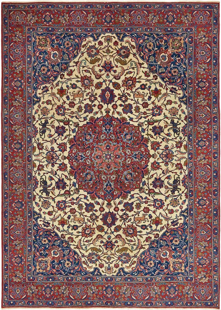 8' 7 x 11' 4 Hand Knotted Isfahan Persian Wool Rug