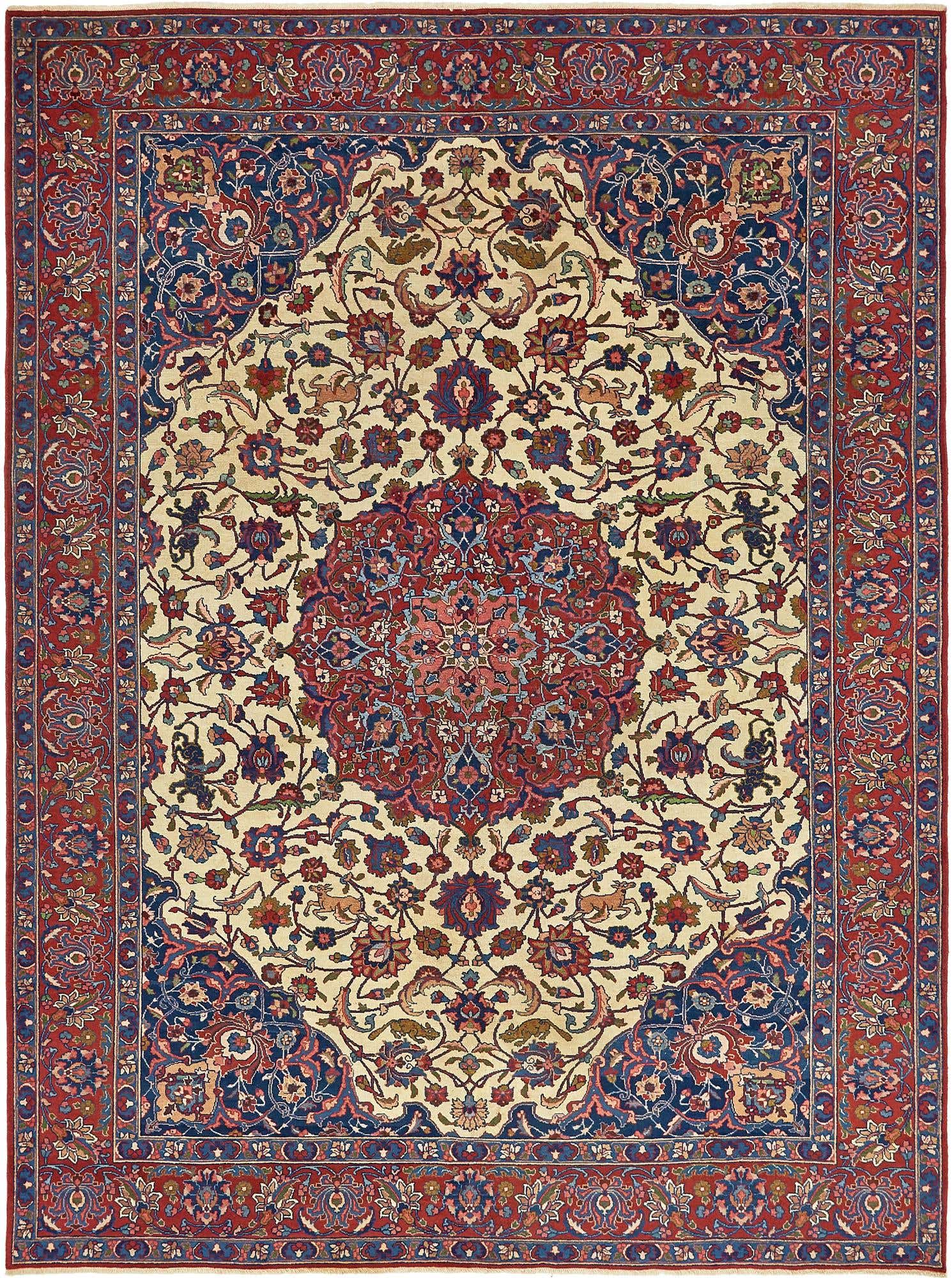 8' 7 x 11' 4 Hand Knotted Isfahan Persian Wool Rug
