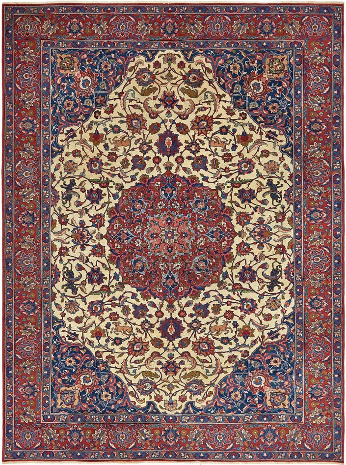 Detail image of 8' 7 x 11' 4 Hand Knotted Isfahan Persian Wool Rug