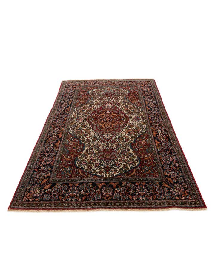 4' 8 x 7' 3 Hand Knotted Isfahan Persian Wool Rug