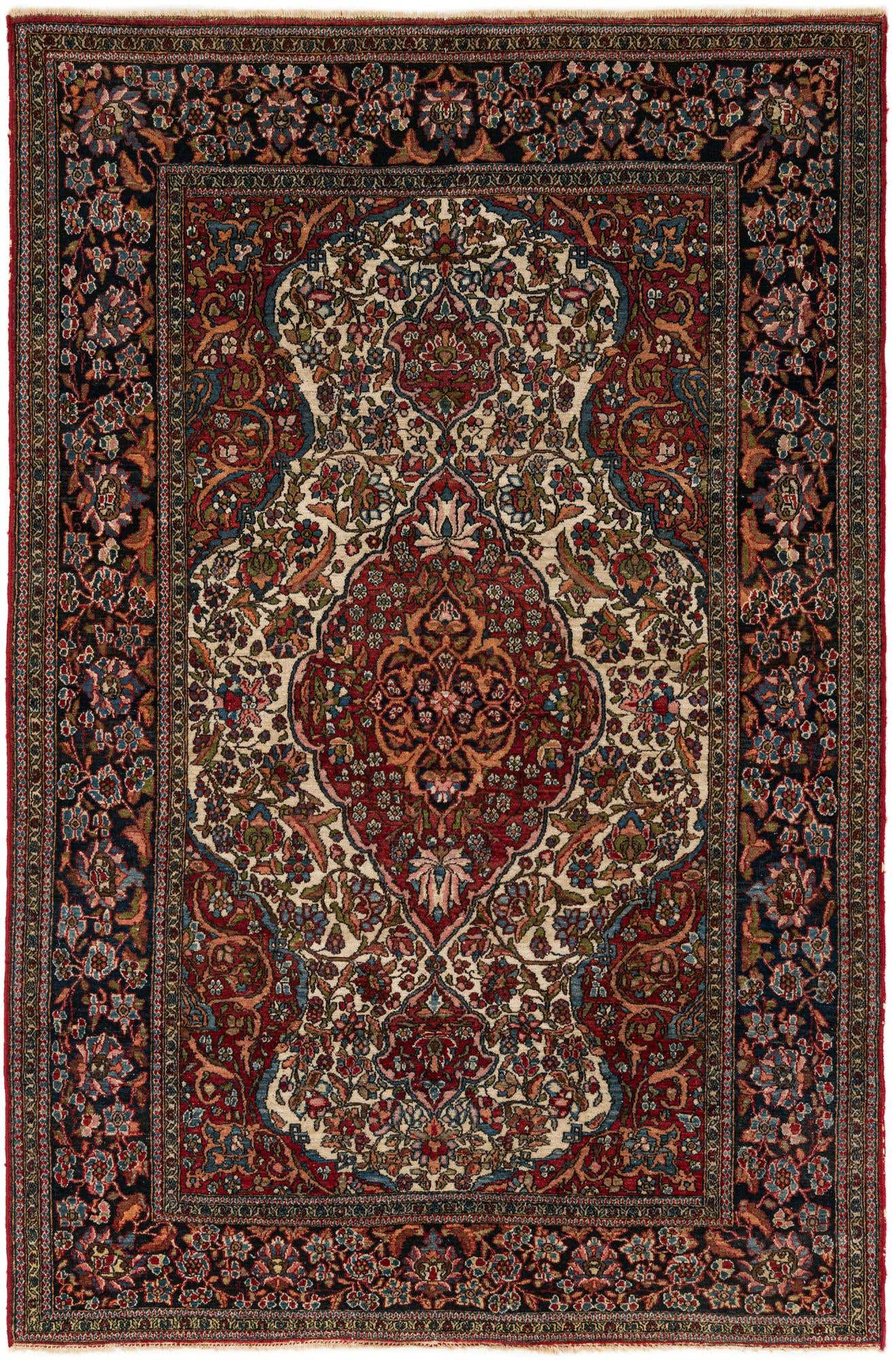 4' 8 x 7' 3 Hand Knotted Isfahan Persian Wool Rug