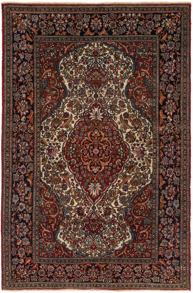 4' 8 x 7' 3 Hand Knotted Isfahan Persian Wool Rug