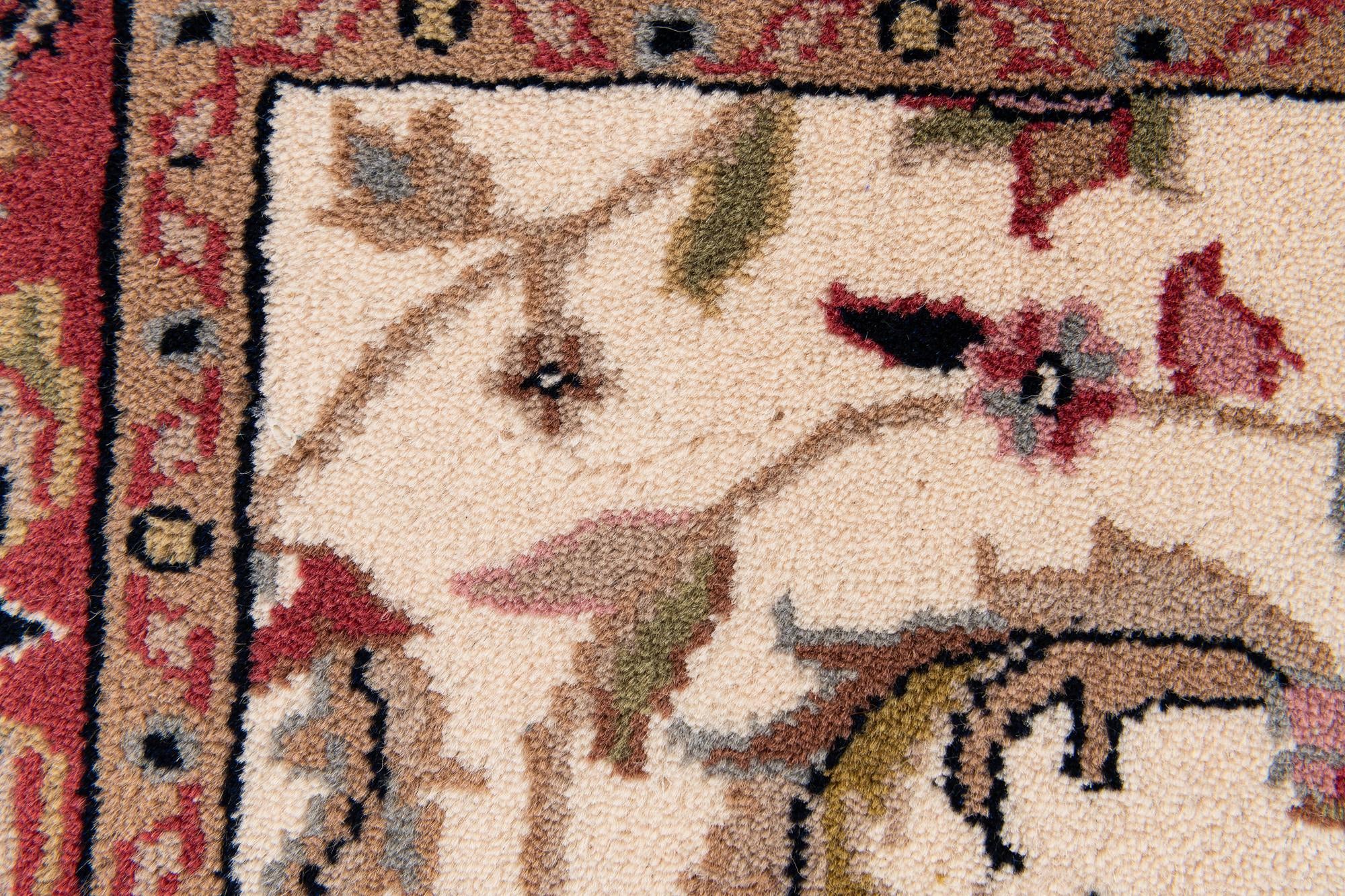 3' x 5' 4 Hand Knotted Isfahan Wool Rug