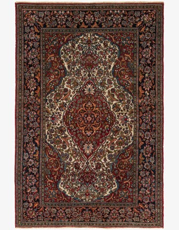 4' 8 x 7' 3 Hand Knotted Isfahan Persian Wool Rug