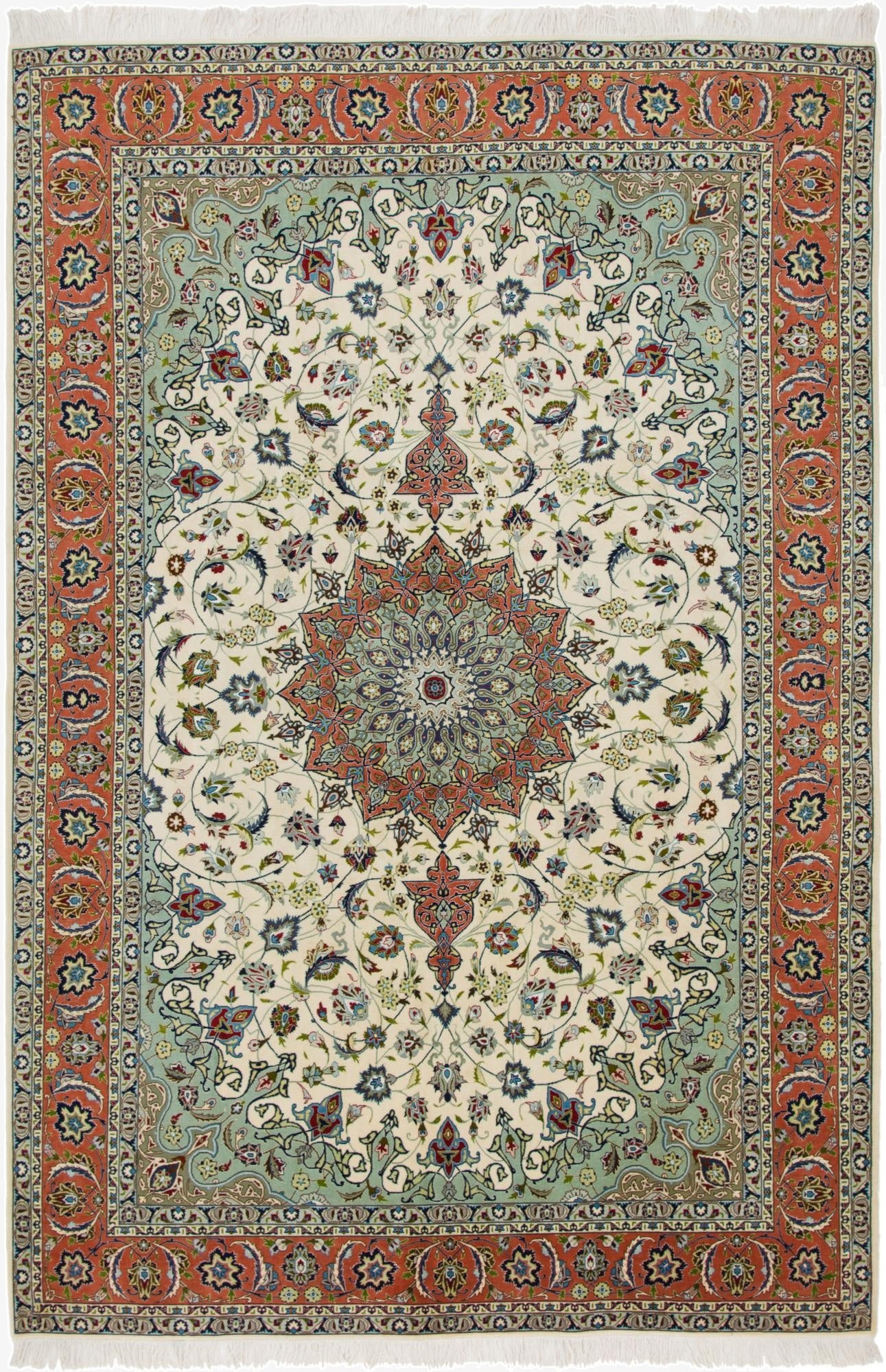 6' 5 x 9' 8  Hand Knotted Isfahan Persian Rug