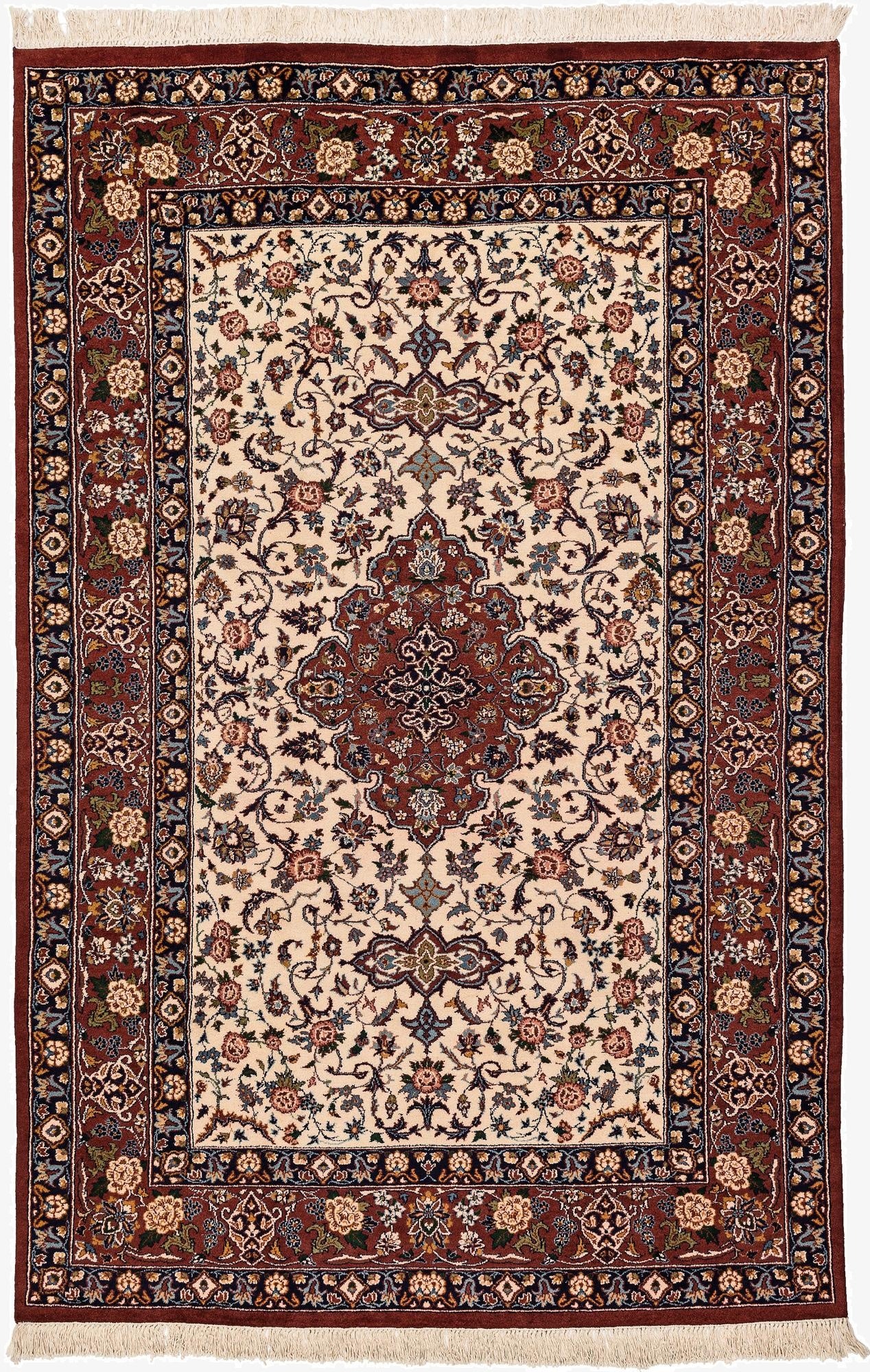 6' 8 x 9' 2  Hand Knotted Isfahan Oriental Wool Rug