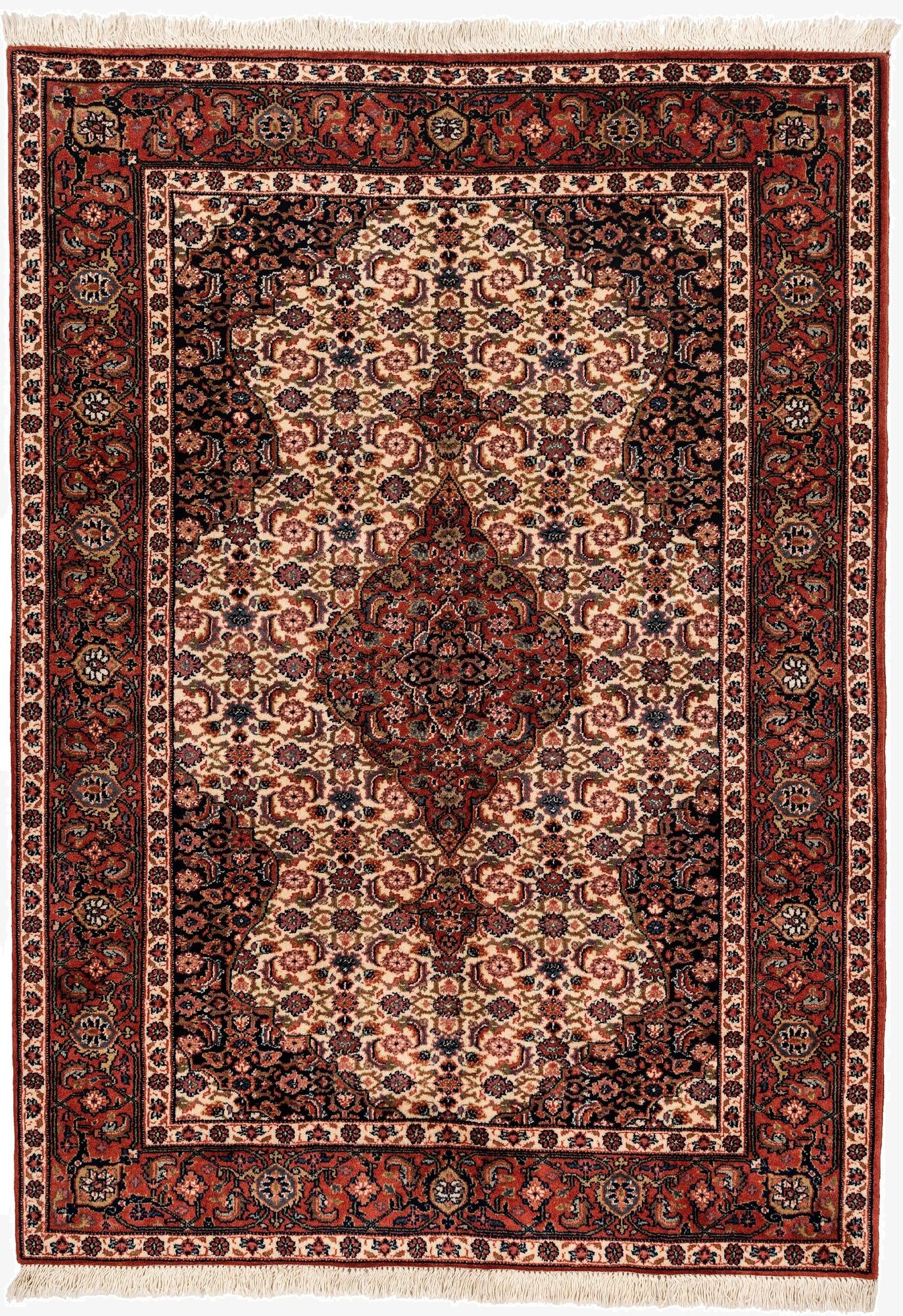 4' 5 x 6' 1  Hand Knotted Isfahan Wool Rug
