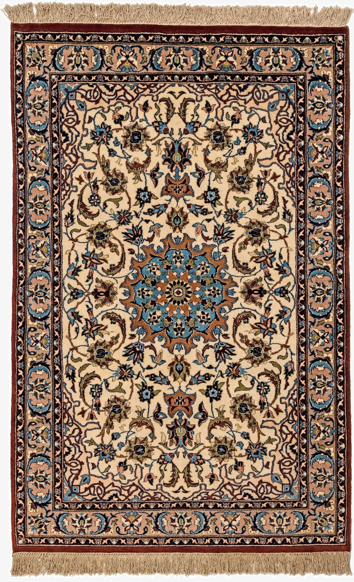 4' x 6' 2  Hand Knotted Isfahan Oriental Wool Rug