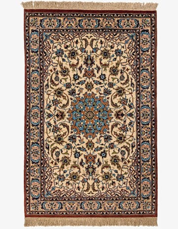 4' x 6' 2 Hand Knotted Isfahan Oriental Wool Rug