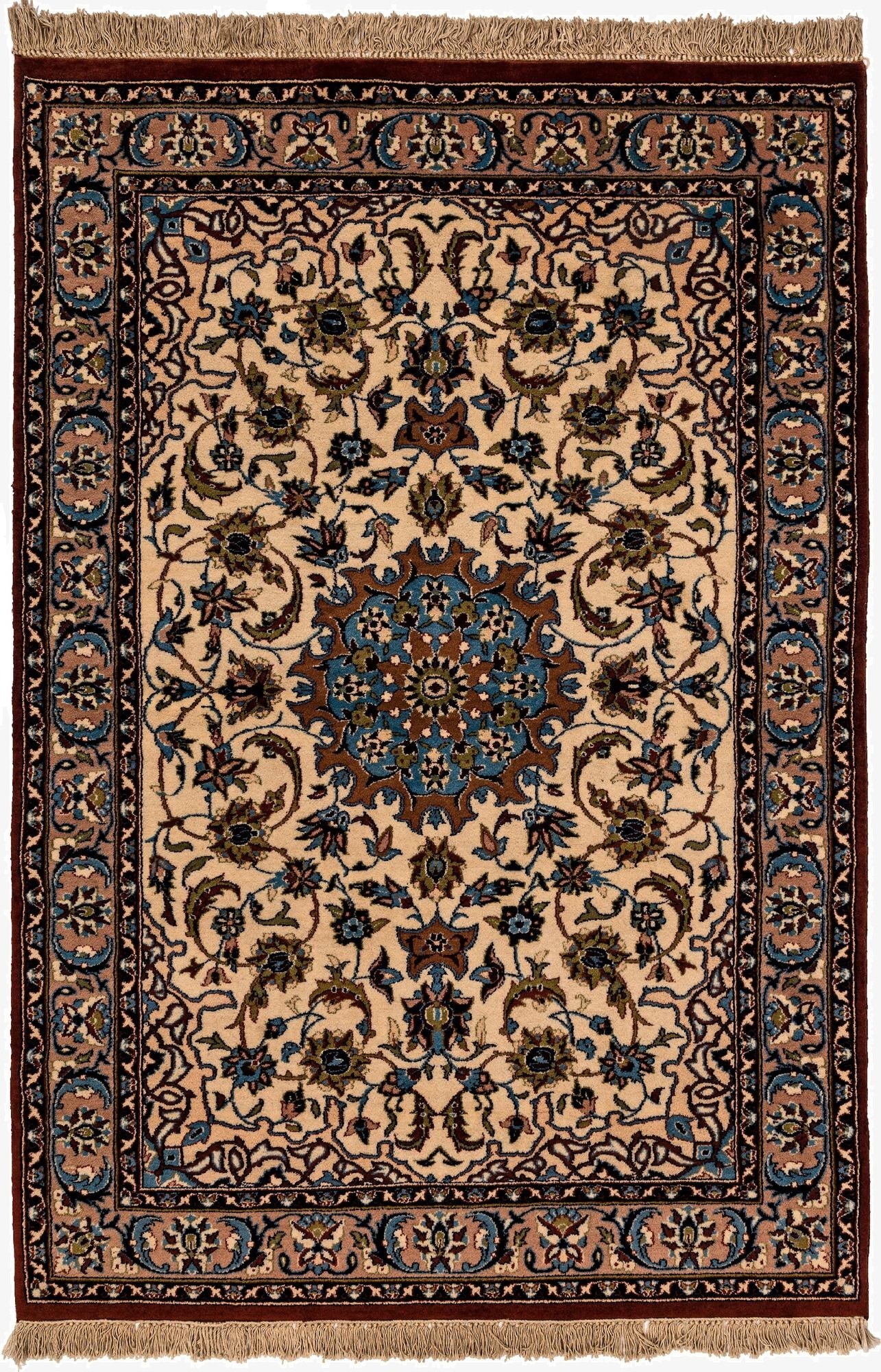  4' x 6'  Hand Knotted Isfahan Oriental Wool Rug
