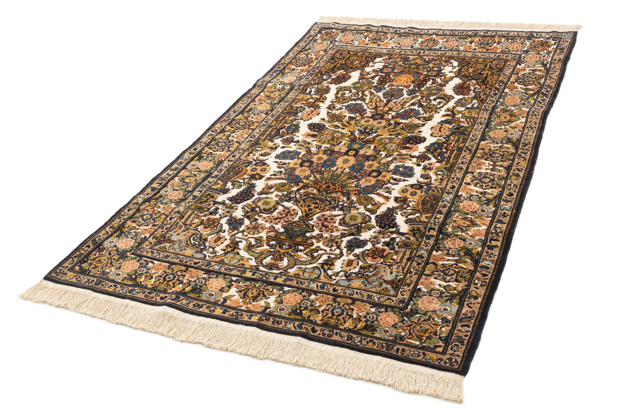 130cm x 205cm Hand Knotted Kashan Oriental Wool Rug