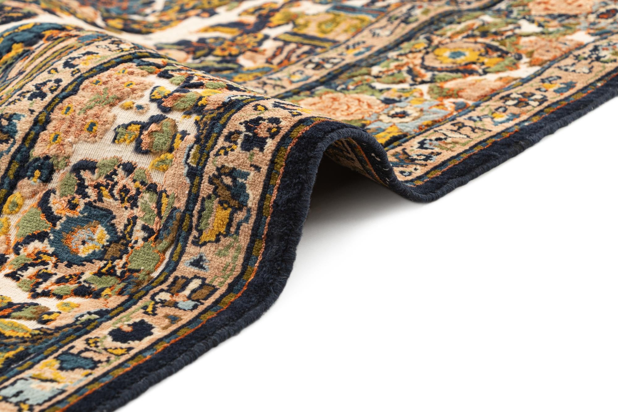 130cm x 205cm Hand Knotted Kashan Oriental Wool Rug