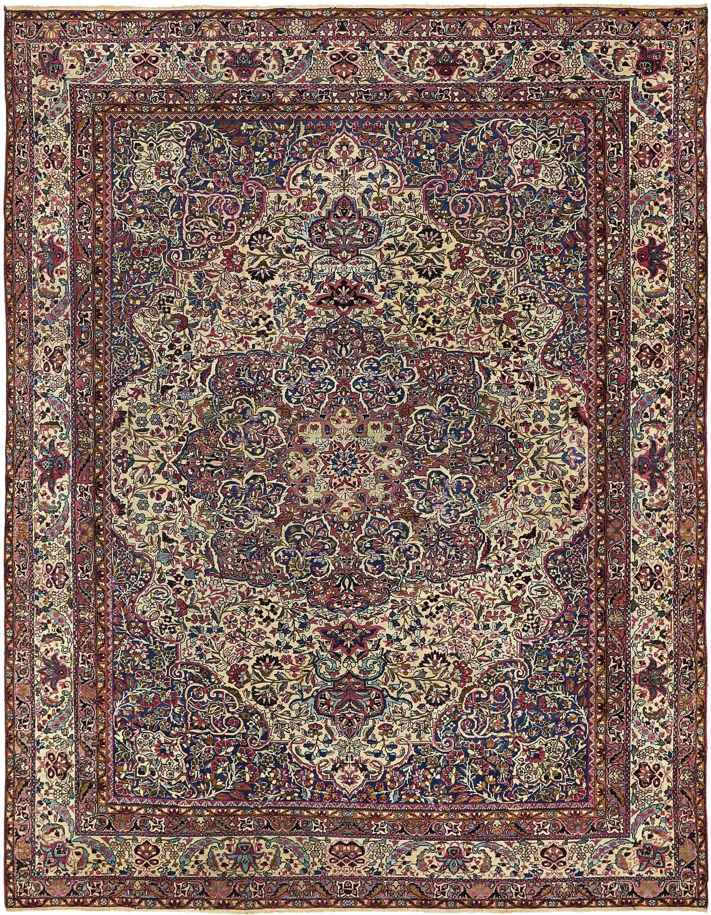 8' 9 x 11' 8 Hand Knotted Kashan Persian Wool Rug