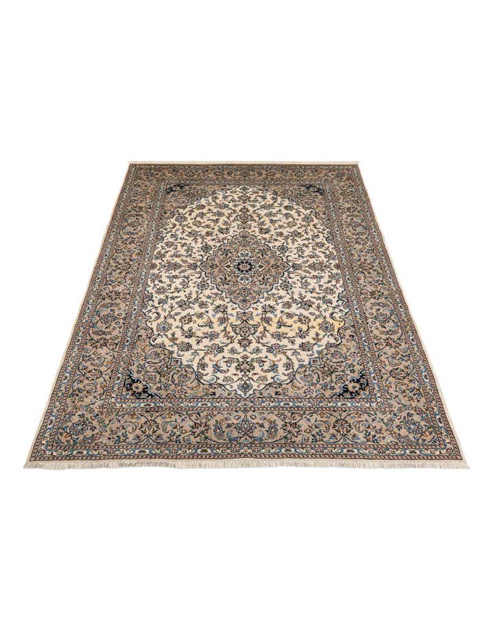 6' 7 x 9' 3 Hand Knotted Kashan Persian Wool Rug
