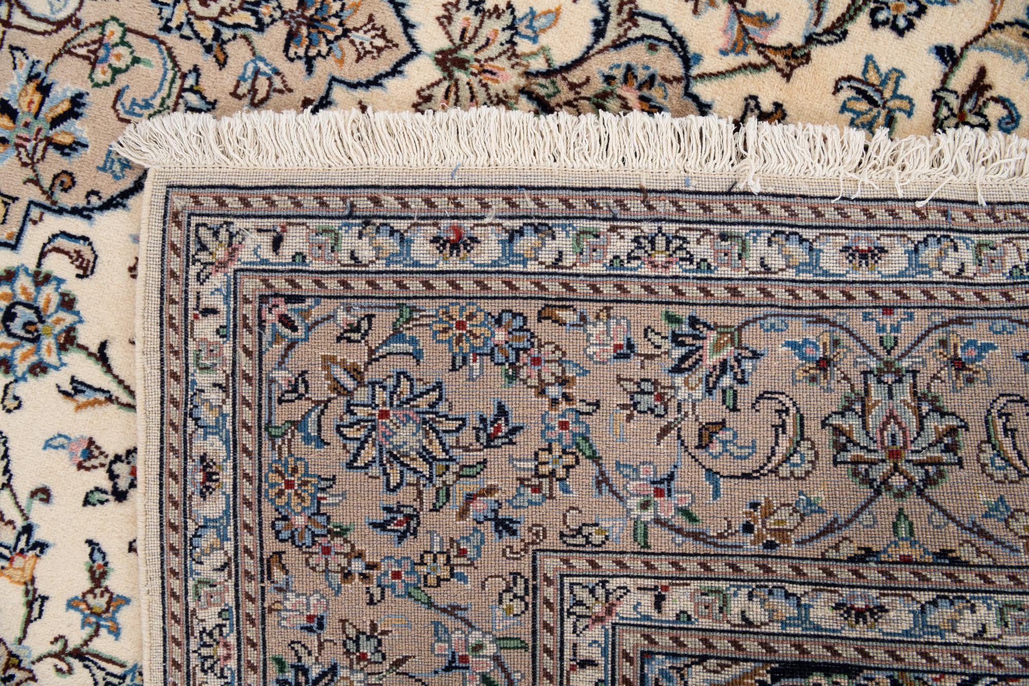 6' 7 x 9' 3 Hand Knotted Kashan Persian Wool Rug