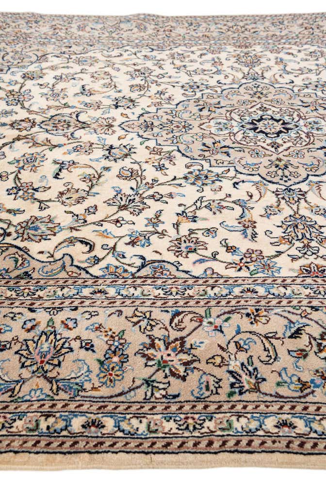 6' 7 x 9' 3 Hand Knotted Kashan Persian Wool Rug