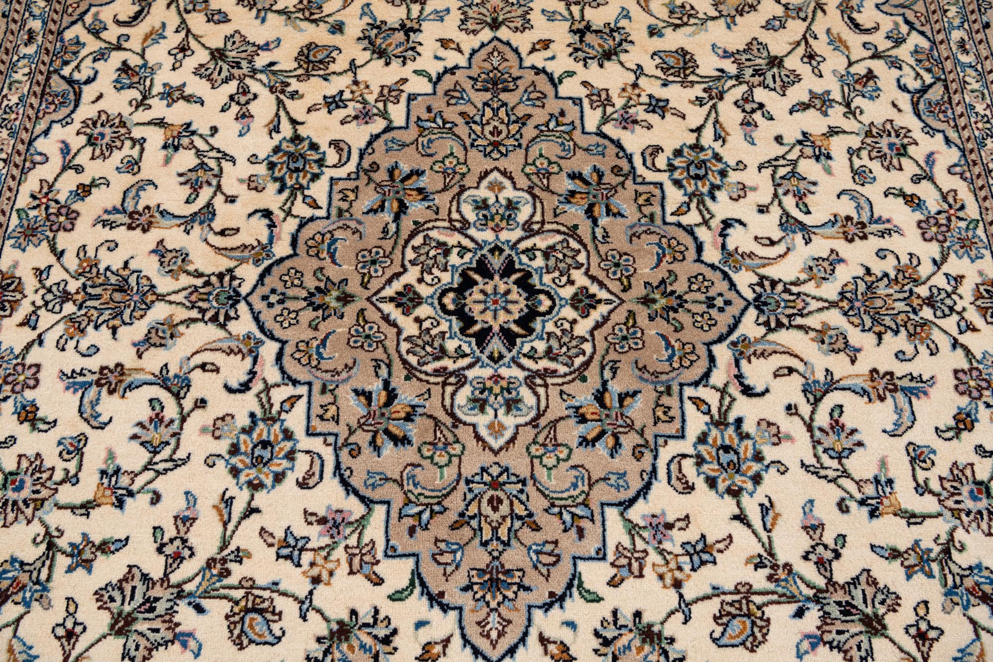 6' 7 x 9' 3 Hand Knotted Kashan Persian Wool Rug