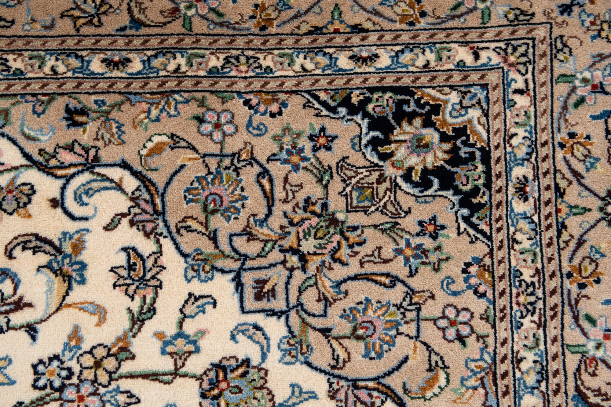 6' 7 x 9' 3 Hand Knotted Kashan Persian Wool Rug