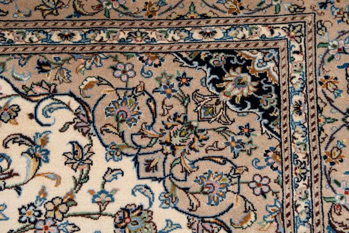 6' 7 x 9' 3 Hand Knotted Kashan Persian Wool Rug