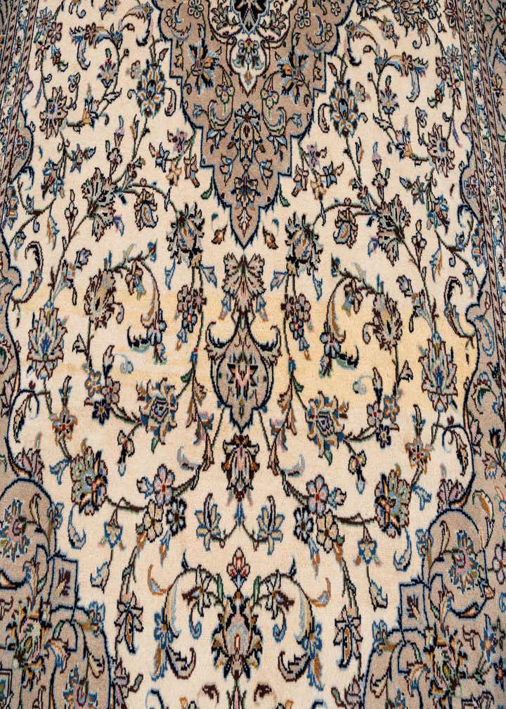 6' 7 x 9' 3 Hand Knotted Kashan Persian Wool Rug