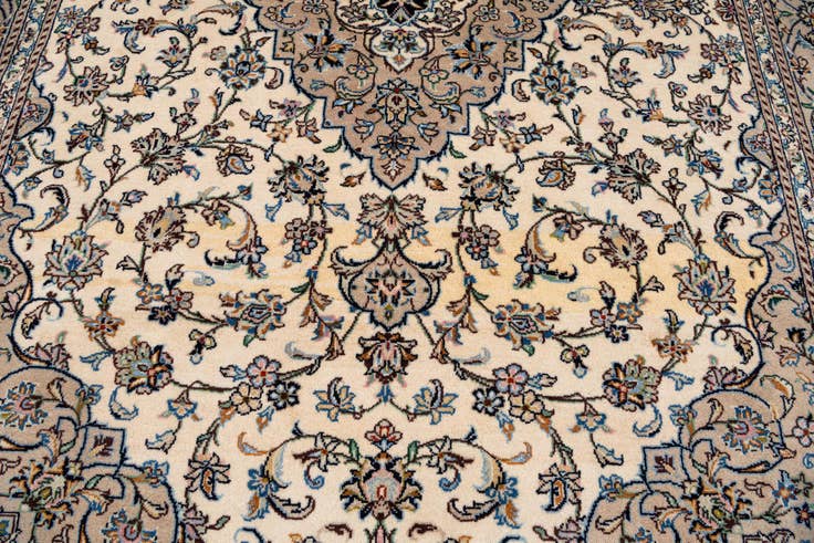 Detail image of 6' 7 x 9' 3 Hand Knotted Kashan Persian Wool Rug