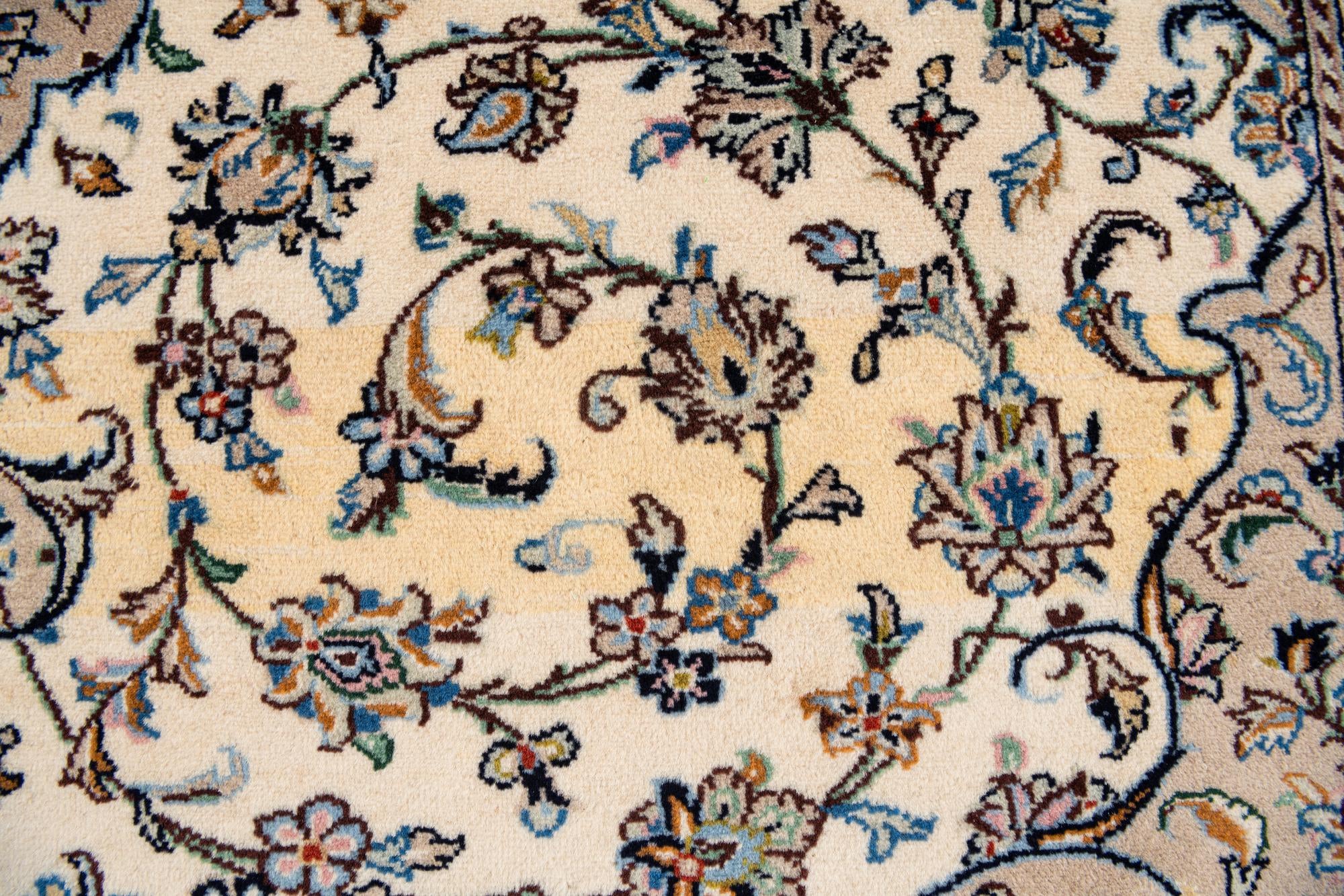 6' 7 x 9' 3 Hand Knotted Kashan Persian Wool Rug
