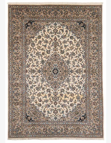 6' 7 x 9' 3 Hand Knotted Kashan Persian Wool Rug