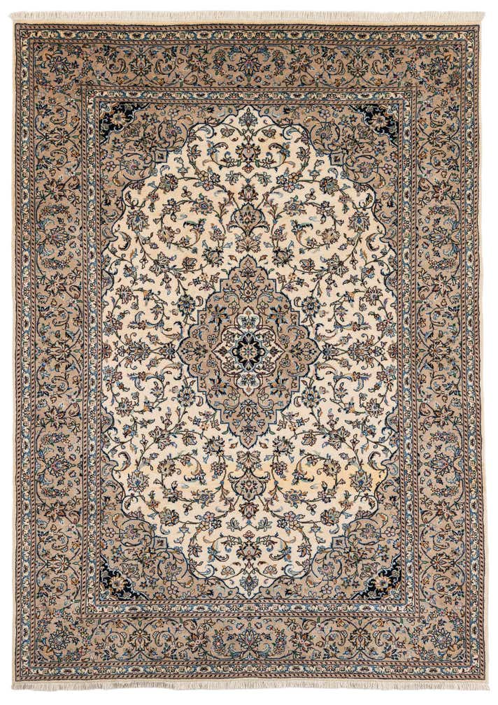 6' 7 x 9' 3 Hand Knotted Kashan Persian Wool Rug