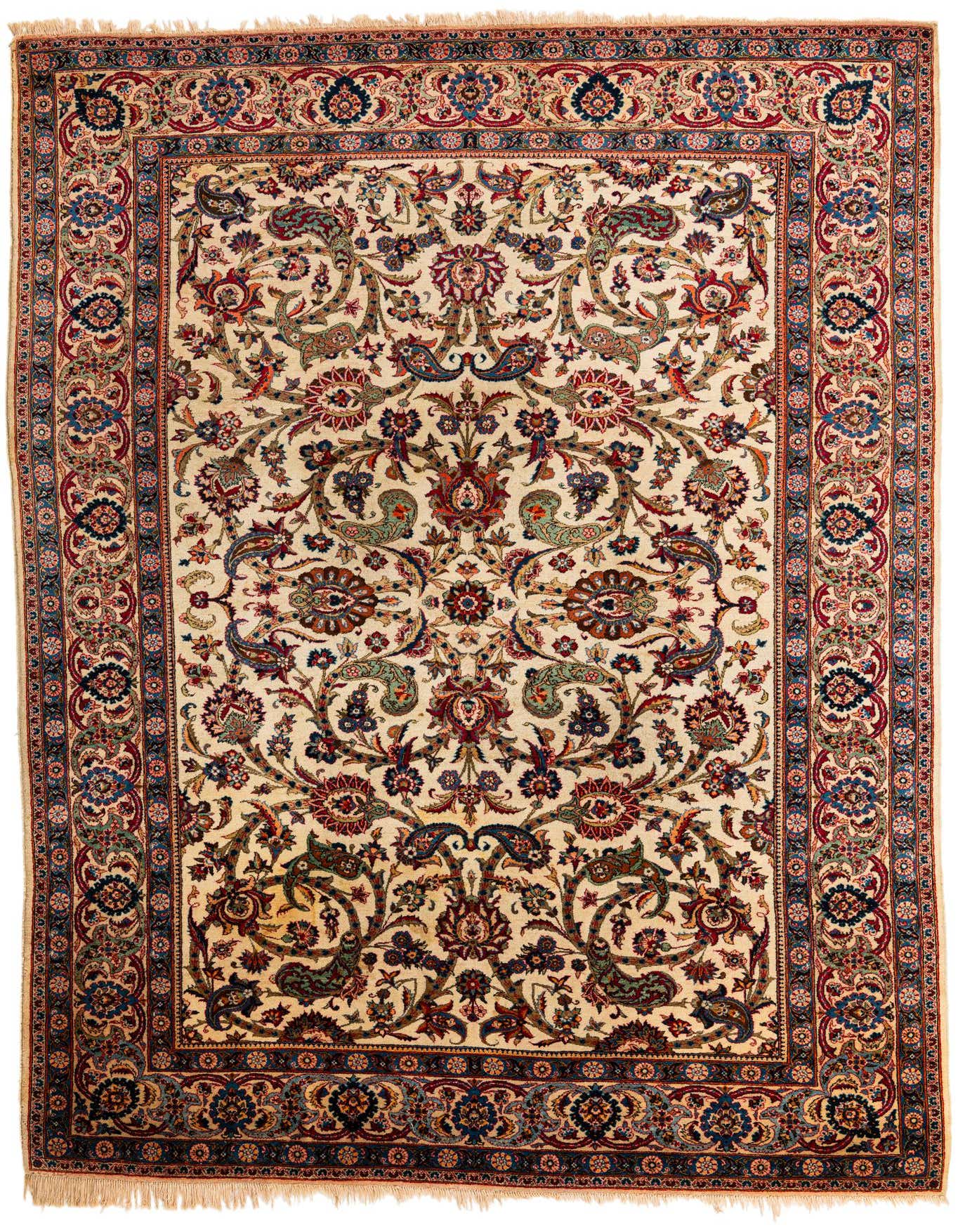 7' 3 x 10' 5 Hand Knotted Kashan Persian Wool Rug