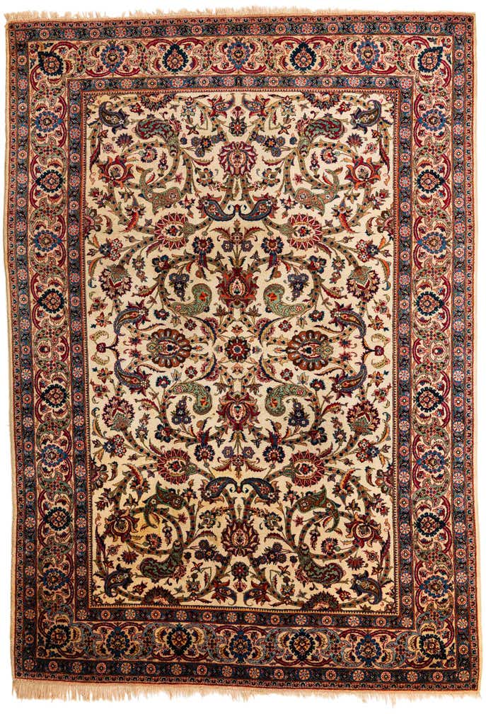 7' 3 x 10' 5 Hand Knotted Kashan Persian Wool Rug