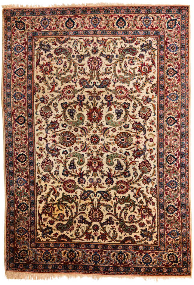 Detail image of 7' 3 x 10' 5 Hand Knotted Kashan Persian Wool Rug