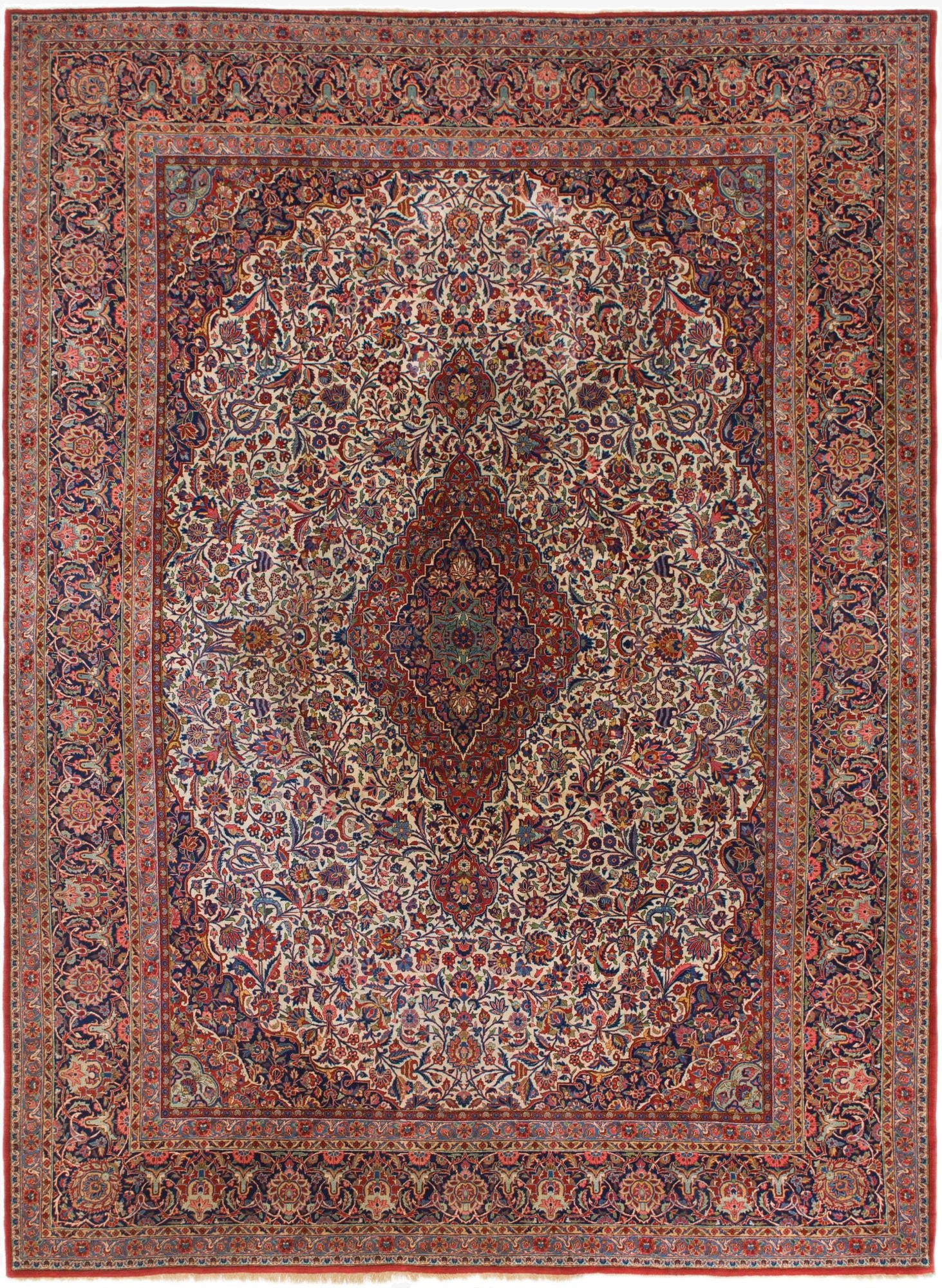 8' 8 x 12' 2  Hand Knotted Kashan Persian Rug