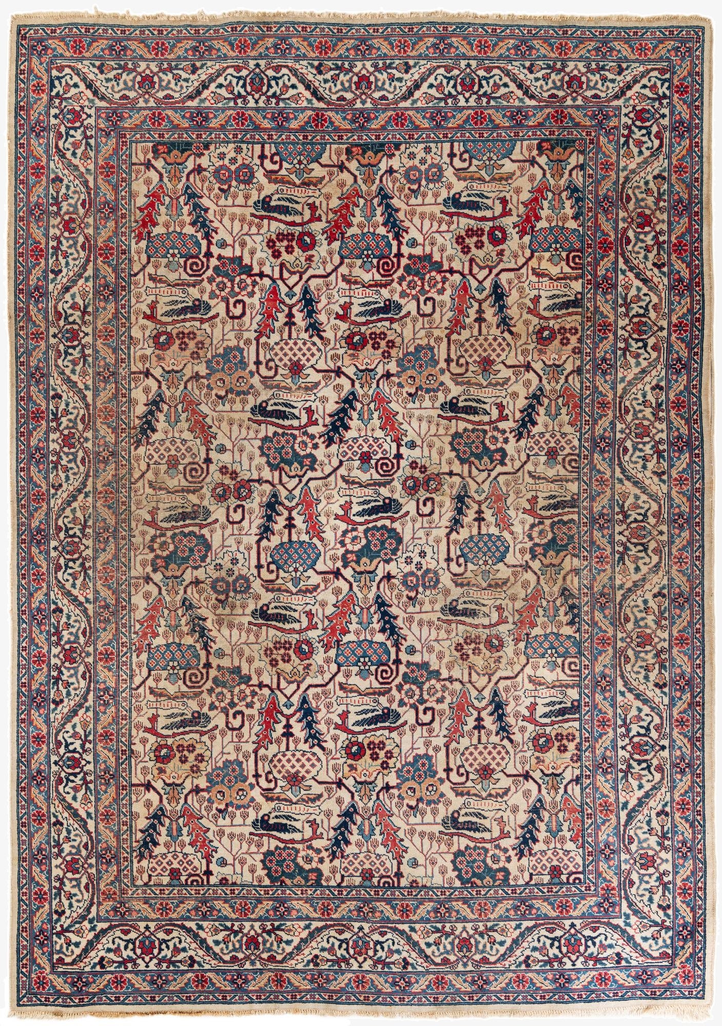 6' 6 x 9' 5  Hand Knotted Kashan Persian Wool Rug