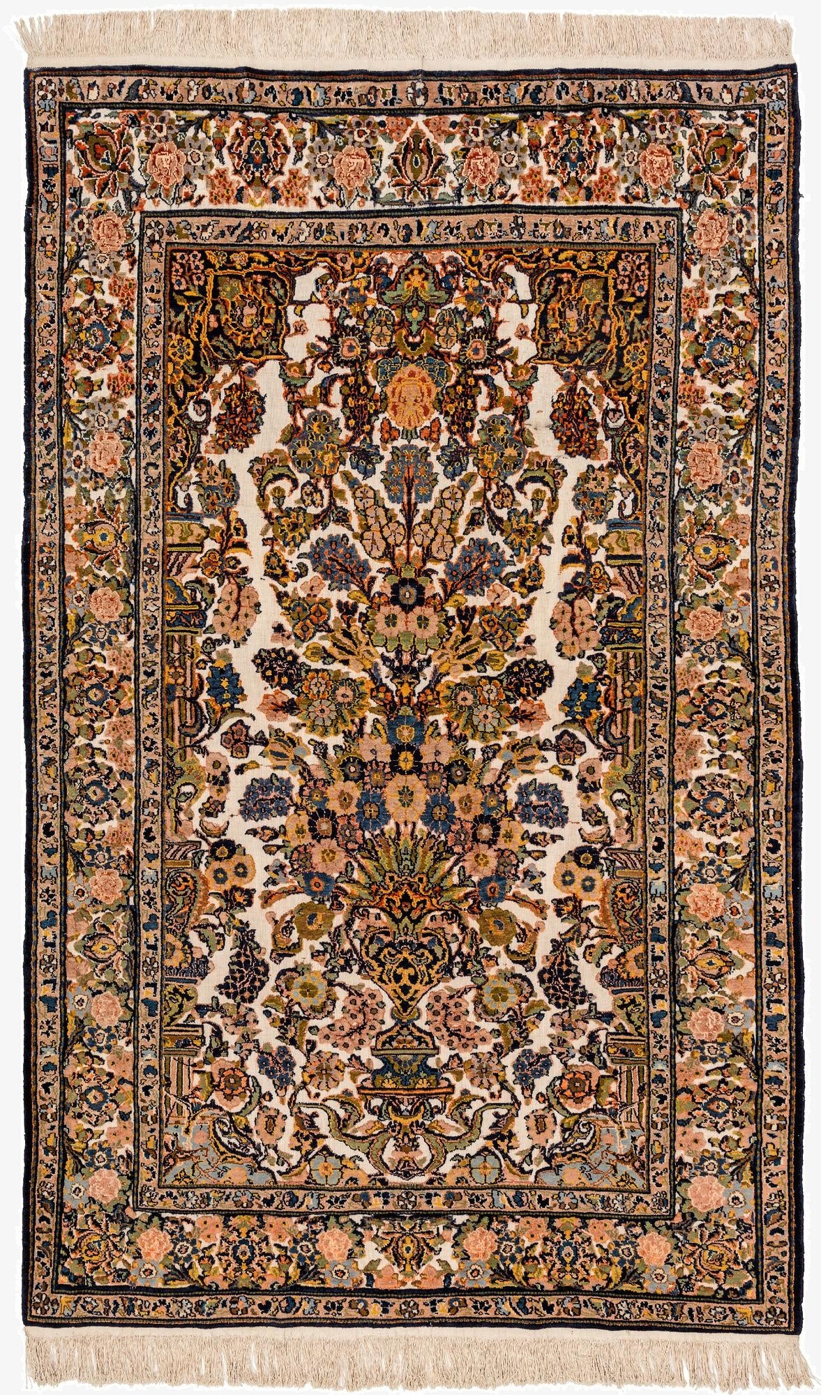 4' 3 x 6' 8  Hand Knotted Kashan Oriental Wool Rug