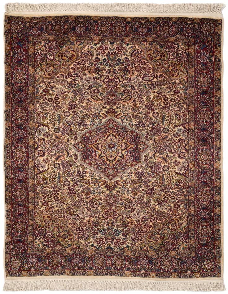 Detail image of 4' 2 x 5' 10 Hand Knotted Kashmir Wool Rug