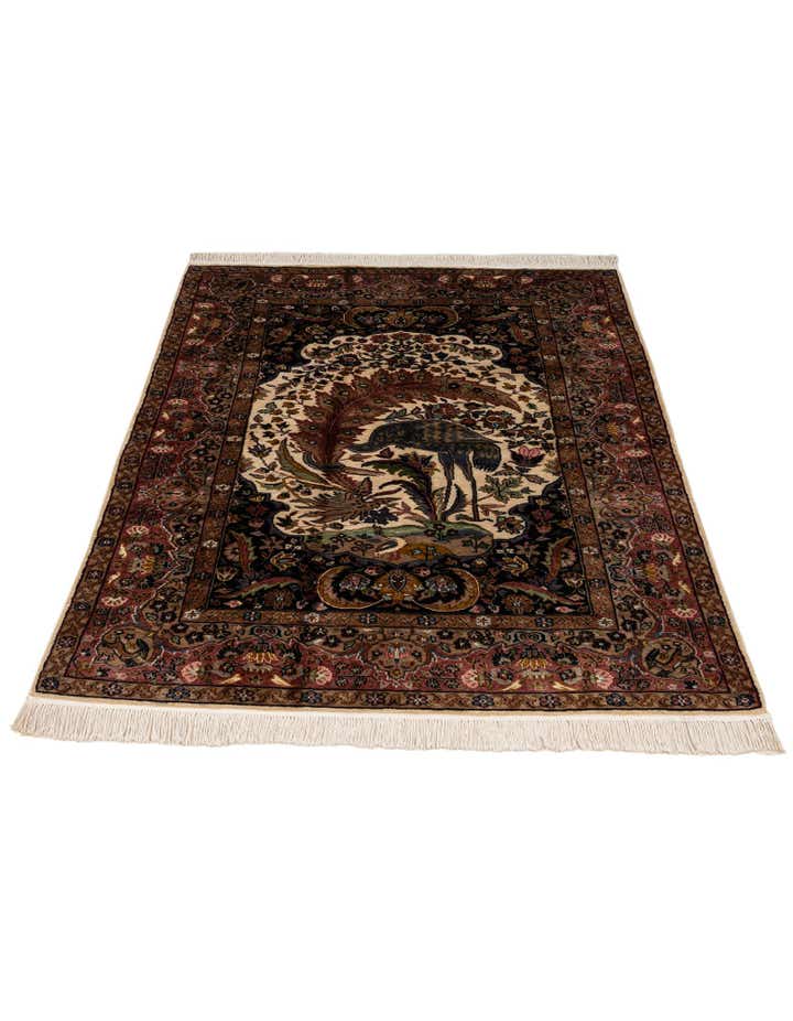 4' 3 x 5' 10 Hand Knotted Kashmir Oriental Rug
