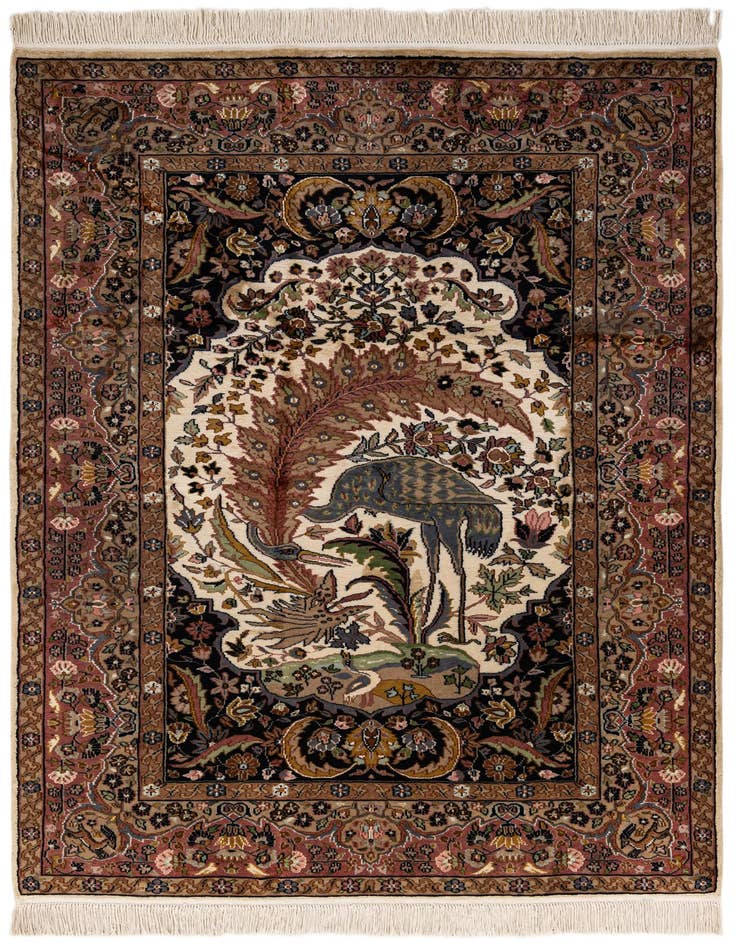 Detail image of 4' 3 x 5' 10 Hand Knotted Kashmir Oriental Rug
